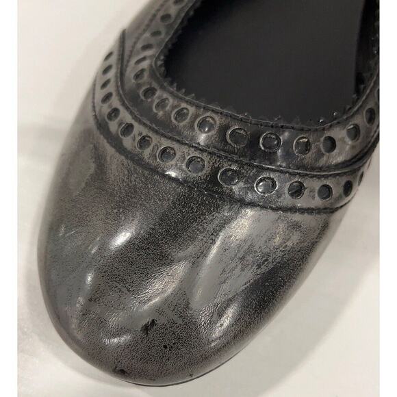 Authentic Gucci Black/Grey Brogue Leather Ballet Flats Size 40 - Picture 2 of 14